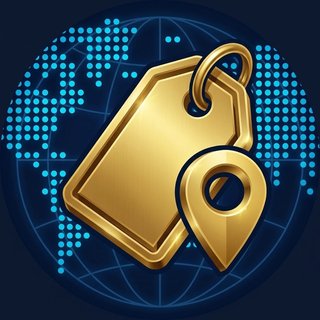 Atlas of Prices logo: a gold price tag and map pin on a globe
